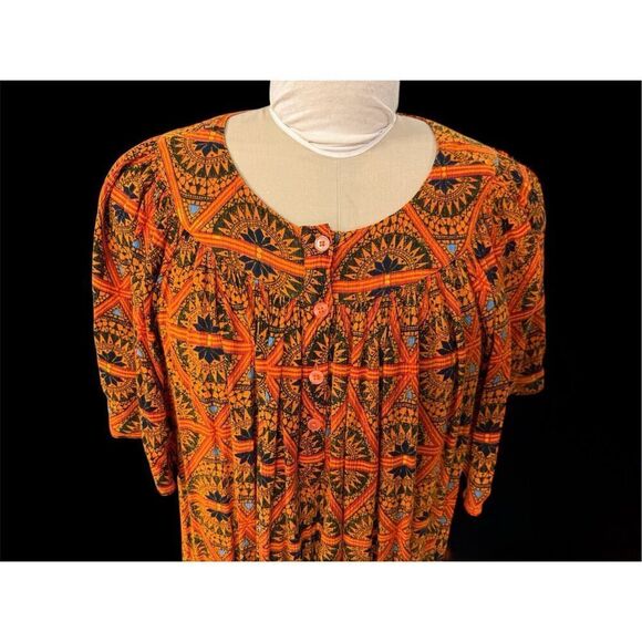 Go Softly Patio Dress Plus Sz. 1X Giraffe Flounce Sleeves Lightweight Packable - Picture 7 of 11